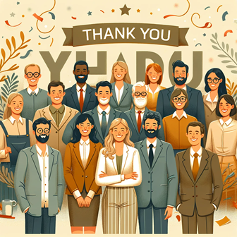 DALL·E 2023-12-01 08.16.14 - Illustration for a year-end greeting card in a business context. The image features a group of diverse professionals of various descents and genders, 